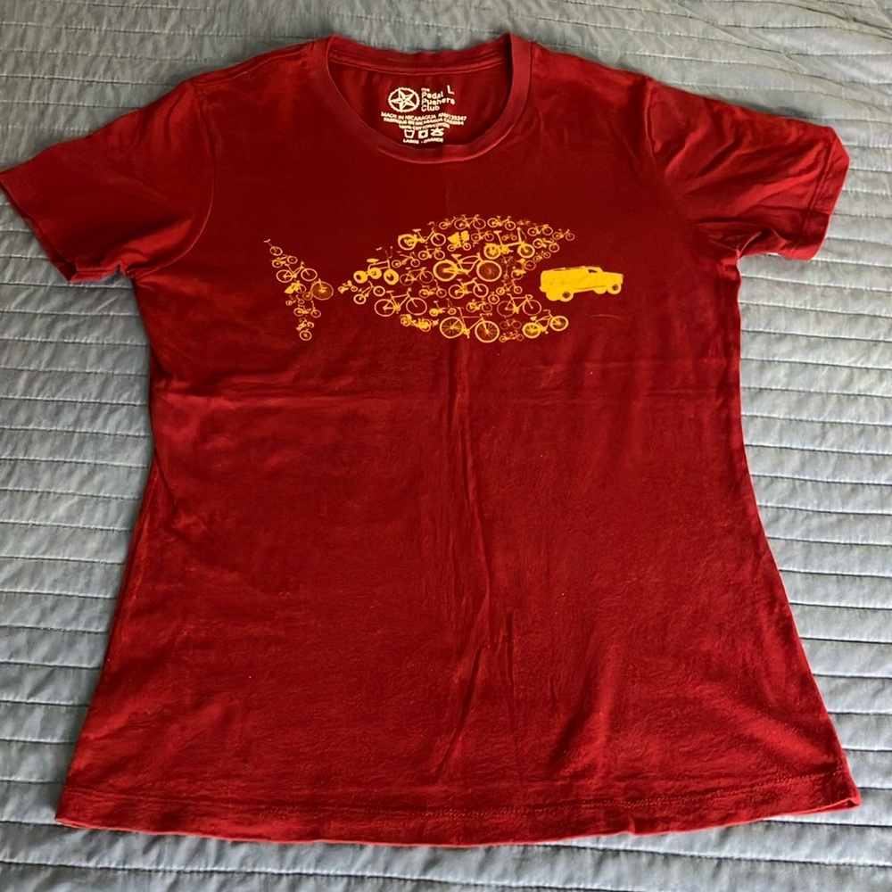 Pedal Pushers Club - women’s deep red large t-shirt